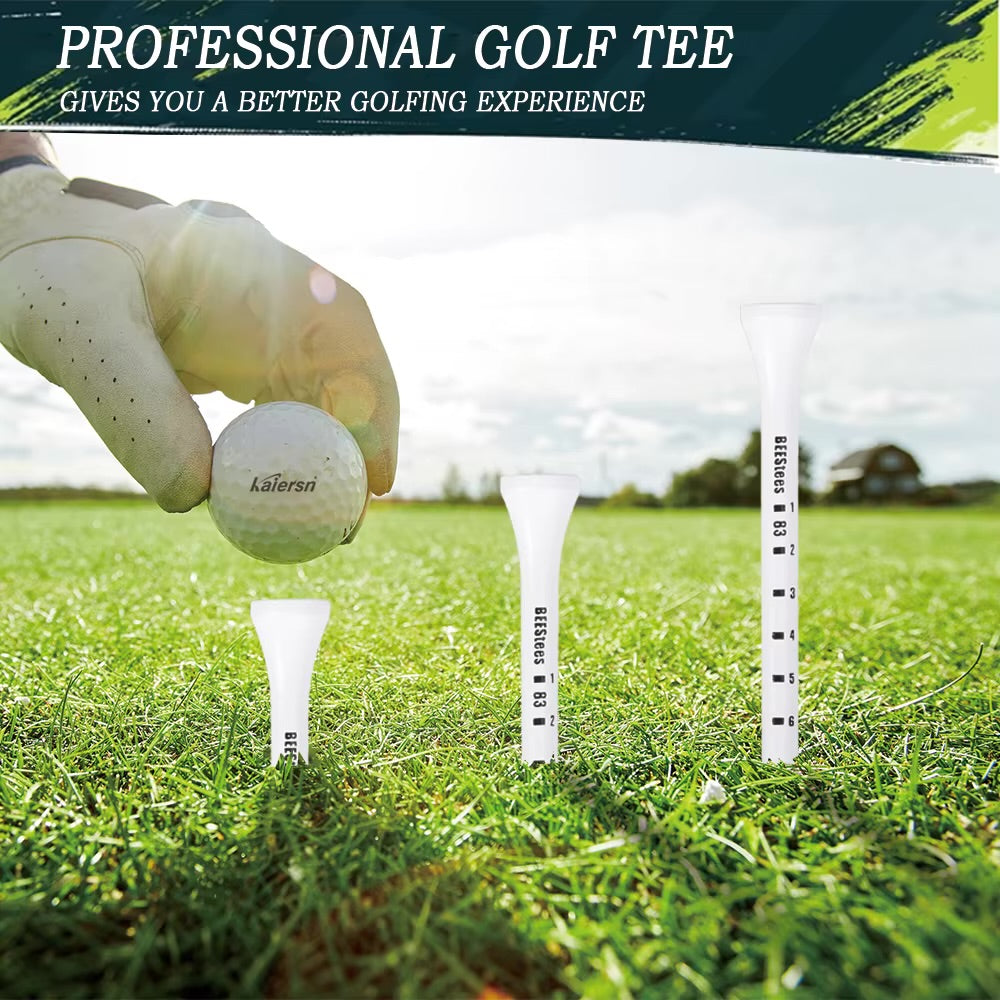 50pcs Premium Wooden Golf Tees w/ Height Markers