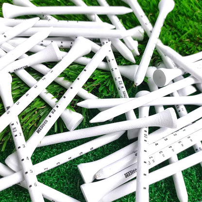 50pcs Premium Wooden Golf Tees w/ Height Markers